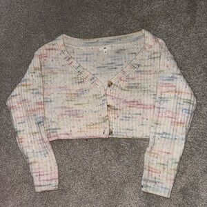 BP White Multicolor Speckled Knit Sweater